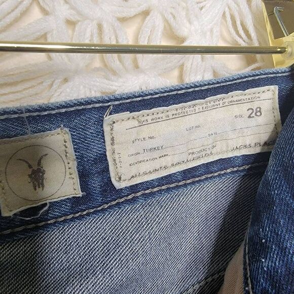 Allsaints Spitalfields Distressed Button fly Medium Wash Denim Jeans 28 - Picture 3 of 11